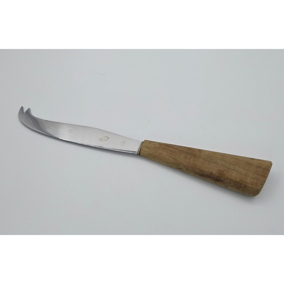 Inoxidable Other - Vintage Inoxidable Cheese Knife Wooden Handle Curved Fork Tip Stainless Steel